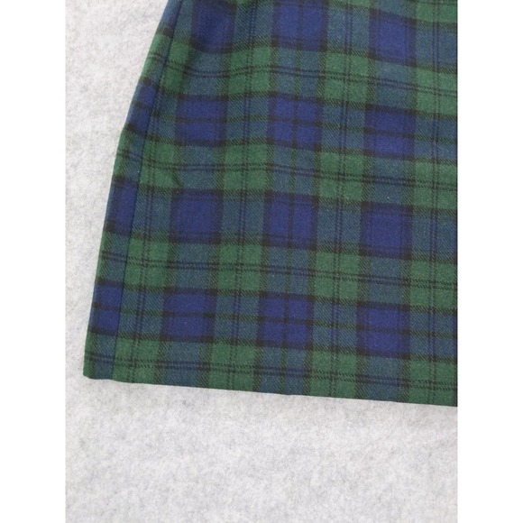 LOFT Tartan Plaid Mini Skirt Belted Green Blue Wool Blend Petite Size 10 NWTP - Picture 4 of 10
